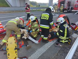 Kilkanaście zastępów straży, policja i helikopter na obwodnicy Niemodlina