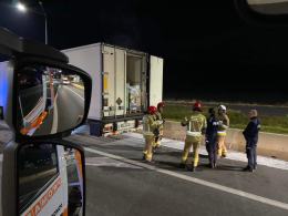 Pożar ciężarówki na zjeździe z A4