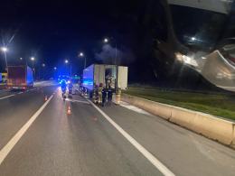 Pożar ciężarówki na zjeździe z A4
