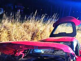 Malerzowice Wielkie: samochód osobowy wypadł z drogi i dachował