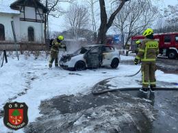 Pożar samochodu w Mosznej
