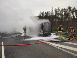 Pożar busa na opolskim odcinku A4