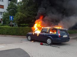 Pożar samochodu osobowego w Kędzierzynie Koźlu