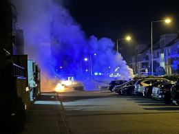Pożar samochodu elektrycznego na ulicy Krzemienieckiej