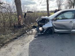 17-latek bez prawa jazdy uderzył w drzewo 