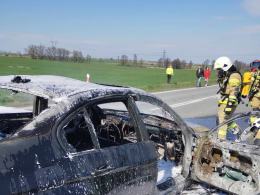 Pożar BMW na DK45