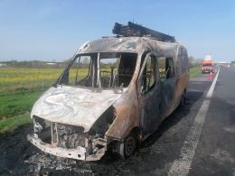 Pożar busa na autostradzie A4