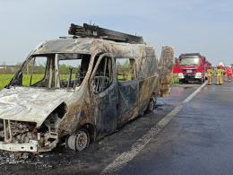 Pożar busa na autostradzie A4
