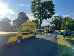 Wypadł z drogi i uderzył w słup na prywatnej posesji