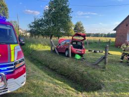 Wypadł z drogi i uderzył w słup na prywatnej posesji