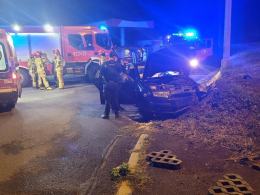 Wypadek osobówki w Polskiej Cerekwi