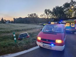 DK45: 67-latek z dwoma promilami wjechał do rowu