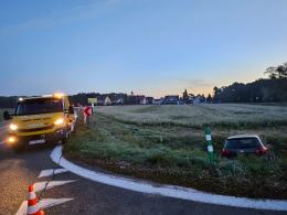 DK45: 67-latek z dwoma promilami wjechał do rowu
