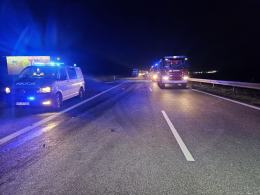 Zderzenie dwóch ciężarówek na autostradzie A4
