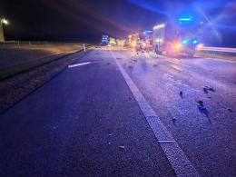 Zderzenie dwóch ciężarówek na autostradzie A4