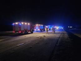 Zderzenie dwóch ciężarówek na autostradzie A4