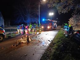 Kierujący Audi wypadł z jezdni i uderzył w drzewo
