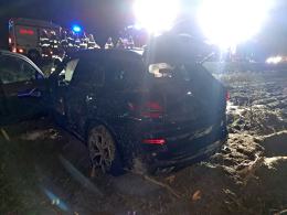 Dachowanie BMW na DK46 w Dąbrowie