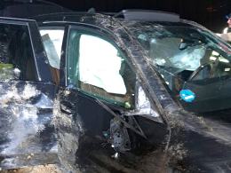 Dachowanie BMW na DK46 w Dąbrowie