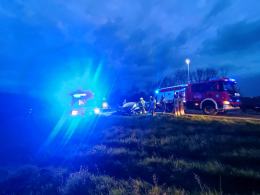 Zderzenie dwóch samochodów na obwodnicy Opola. Ruch odbywa się wahadłowo