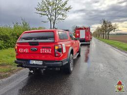Samochód uderzył w drzewo na DW 487. Jedna osoba trafiła do szpitala
