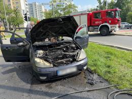 Pożar samochodu osobowego na ul. Wrocławskiej w Opolu