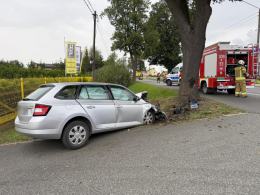 Samochód wypadł z drogi na Jagiełły i uderzył w drzewo