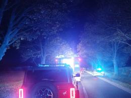 Zderzenie trzech samochodów na DW454. Dwie osoby w szpitalu