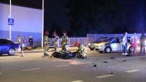 Wypadek motocyklisty na Niemodlińskiej. Jedna osoba w szpitalu 