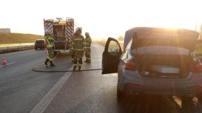 Pożar samochodu osobowego na A4 w kierunku Katowic