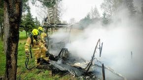 Pożar przyczepy kempingowej w Praszce