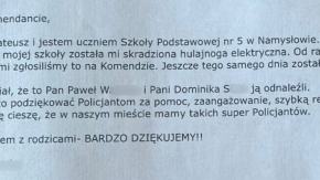 Policja z Namysłowa odzyskała hulajnogę. Nastolatek podziękował funkcjonariuszom