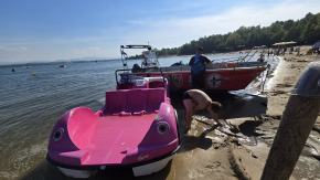 Skuter wodny uderzył w rower wodny na Jeziorze Nyskim