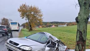 18-latka uderzyła oplem w drzewo. W samochodzie było dwóch 15-latków