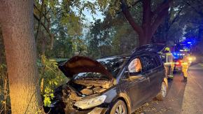 29-latek uderzył samochodem w drzewo na trasie Regulice-Bykowice