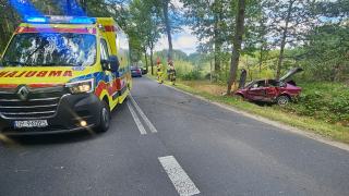 Pijany kierowca wypadł z drogi i uderzył w drzewo