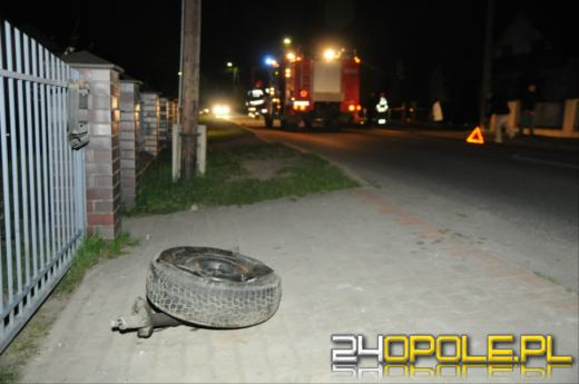 Urwane koło po zderzeniu w Polskiej Nowej Wsi