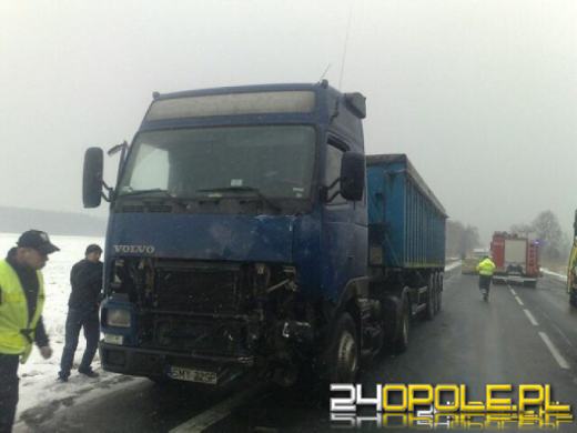 Wypadek ciężarówki i busa w Prądach
