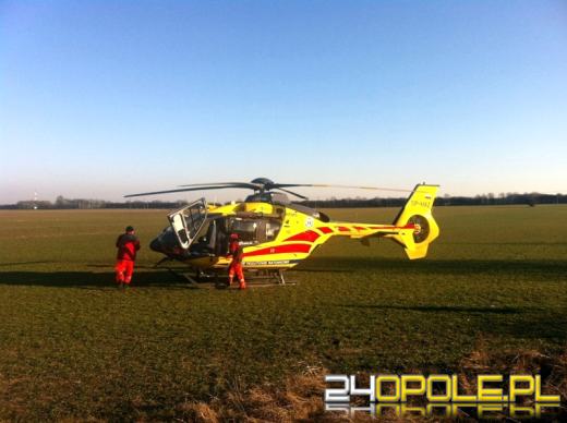 Wypadek w powiecie strzeleckim, na pomoc ściągnięto śmigłowiec