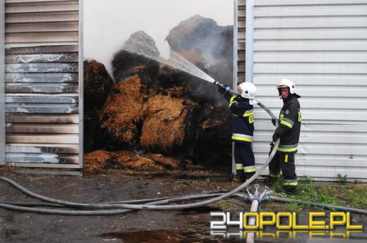 Duży pożar słomy w hali przy ul. Magazynowej