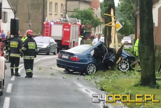 BMW roztrzaskało się na drzewie