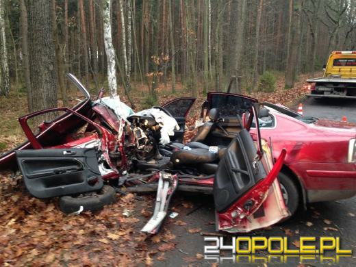 Volkswagen roztrzaskał się na drzewie