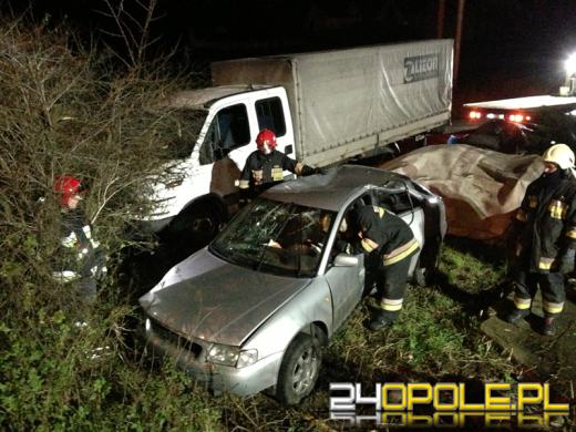 Audi spadło z nasypu, kierująca trafiła do szpitala