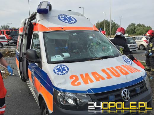 Drzewo spadło na jadący samochód i karetkę pogotowia