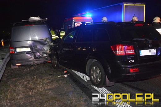 Zderzenie 4 samochodów na autostradzie A4