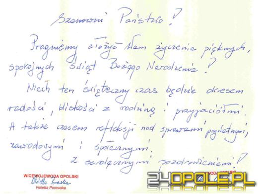 Życzenia wojewody opolskiego dla czytelników 24Opole.pl