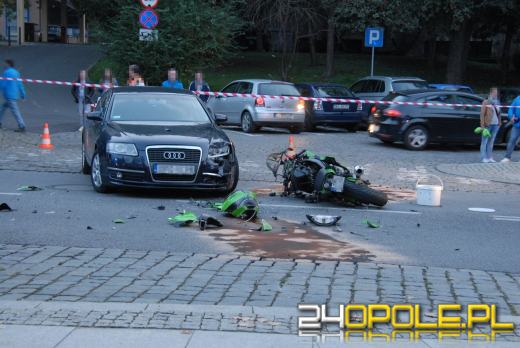 Zderzenie audi z motocyklem na Piastowskiej