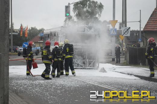 Pożar autobusu MZK na ulicy Tysiąclecia. Skrzyżowanie Częstochowska - Tysiąclecia zablokowane