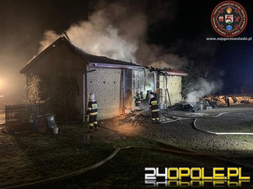 Policja bada przyczyny nocnego pożaru w Gołej. Spłonął budynek ze sprzętem rolniczym