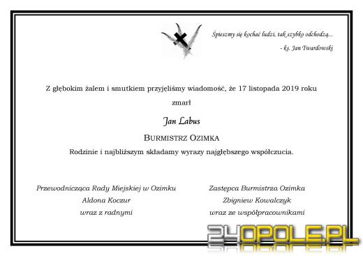 Nie żyje burmistrz Ozimka Jan Labus